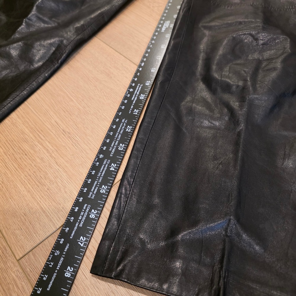 Tannery West Vintage Black Genuine Leather Pleated High Waist Pants Womens 8 - Picture 9 of 13